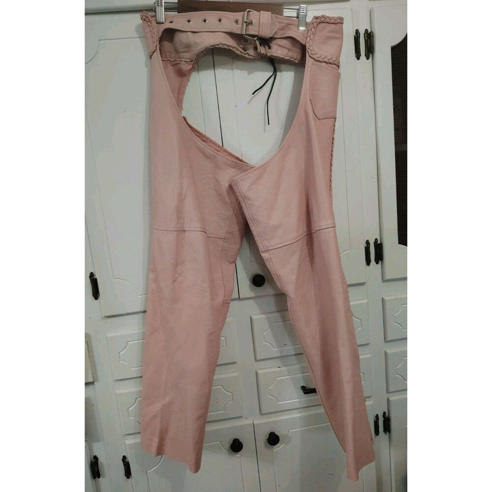 USA Bikers Leather Chaps Women's Med Pink  Riding Pants Outerwear 32 In Waist